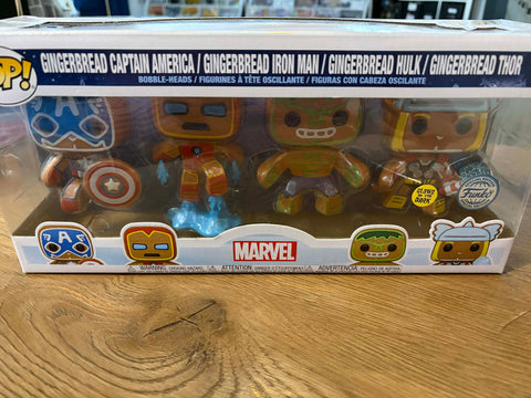 Funko Pop Marvel Avengers Gingerbread Figures 4-Pack Glow In The Dark