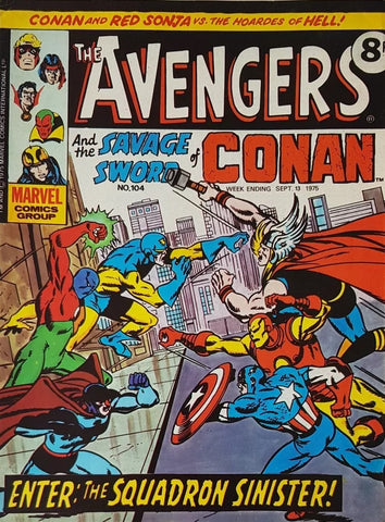 The Avengers #104 - #108 (5x Comics LOT) - Marvel Comics / British - 1975