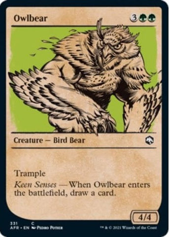 "Owlbear" - Magic The Gathering Card - AFR Parchment