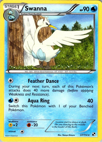 Swanna 37/114 - Pokémon Card - Black And White - NON-Holo