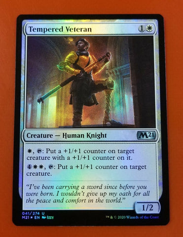 "Tempered Veteran" FOIL - Magic The Gathering Card - M21