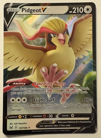 "Pidgeot" 137/196 Lost Origin - Pokémon Card - Holo