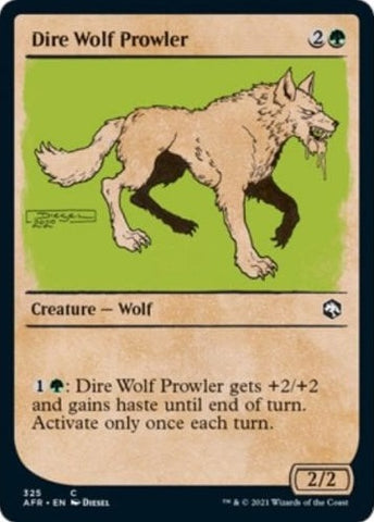 "Dire Wolf Prowler" - Magic The Gathering Card - AFR Parchment