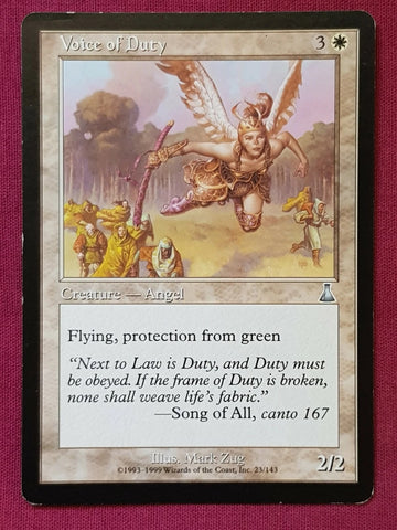 "Voice Of Duty" - Magic The Gathering Card - Urza's Destiny