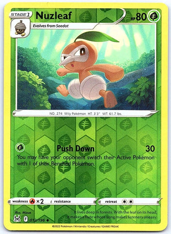 "Nuzleaf" 012/196 Lost Origin - Pokémon Card - Reverse Holo