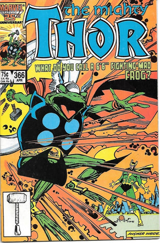 The Mighty Thor #366 - Marvel Comics - 1986 - 1st Throg Cover