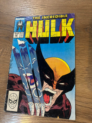 Incredible Hulk #340 - Marvel Comics - 1987 - Classic Wolverine Cover