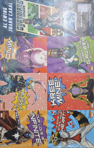 Guardians Of The Galaxy Cards x6 - Marvel Comics - Still attached as one page