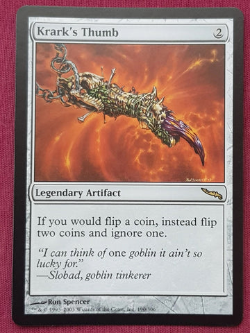 "Krark's Thumb" - Magic The Gathering Card - Mirrodin