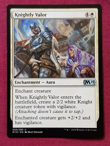 "Knightly Valor" - Magic The Gathering Card - M19