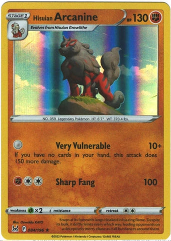 "Arcanine" 084/196 Lost Origin - Pokémon Card - Holo