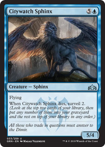 "Citywatch Sphinx" - Magic The Gathering Card - GRN
