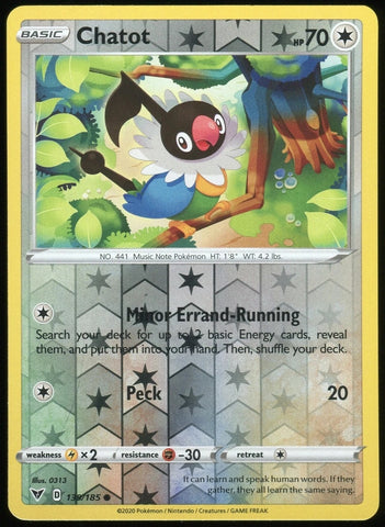 Chatot 139/185 - Pokémon Card - Vivid Voltage - Reverse Holo