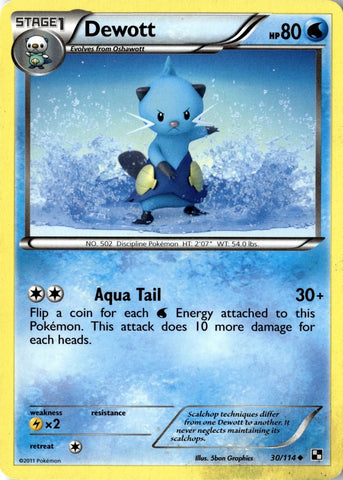 Dewott 30/114 - Pokémon Card - Black & White - NON-Holo