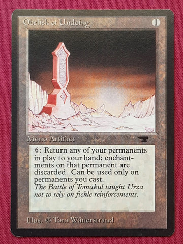 "Obelisk Of Undoing" - Magic The Gathering Card - Antiquities