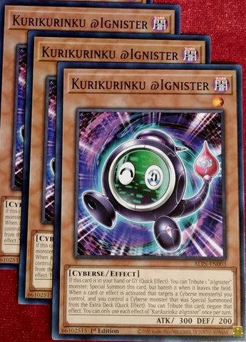 "Kurikurinku Ignister" ALIN-EN003 - Yu-Gi-Oh! - 3x Cards Playset - Alliance Insight