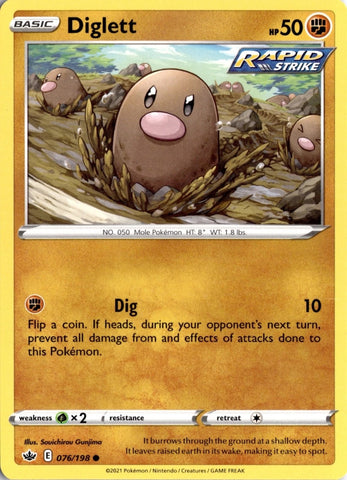 "Diglett" 076/198 Chilling Reign - Pokémon Card - Non-Holo