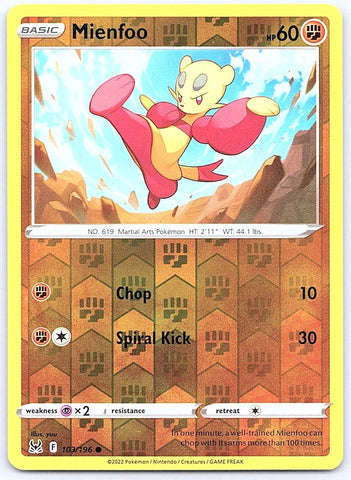 "Mienfoo" 103/196 Lost Origin - Pokémon Card - Reverse Holo