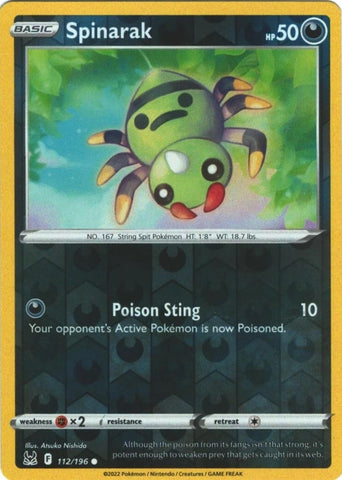 "Spinarak" 112/196 Lost Origin - Pokémon Card - Reverse Holo