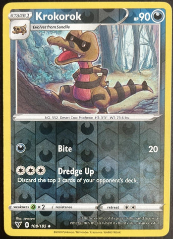 Krokorok 108/185 - Pokémon Card - Vivid Voltage - Reverse Holo