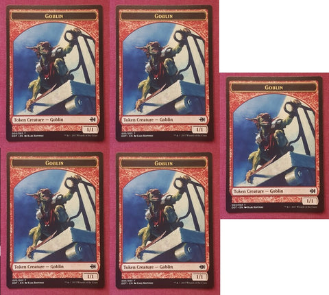 "Goblin" Tokens x5 - Magic The Gathering Card - Merfolk vs. Goblins