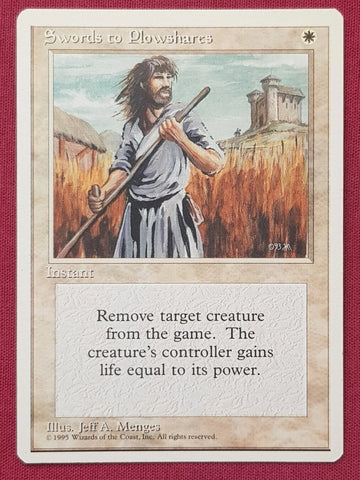 "Swords To Plowshares" - Magic The Gathering Card - 4th Edition