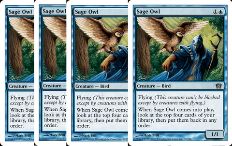 "Sage Owl" x4 - Magic The Gathering Card - 7th Edition - 4-Card Playset