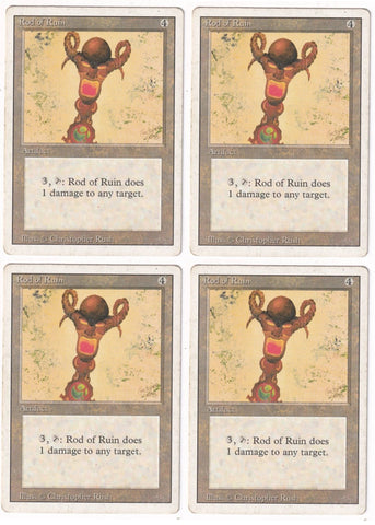 "Rod Of Ruin" x4 - Magic The Gathering Card - Revised - 4-Card Playset