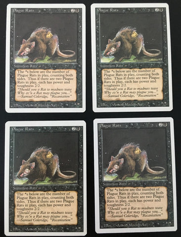 "Plague Rats" x4 - Magic The Gathering Card - Revised - 4-Card Playset