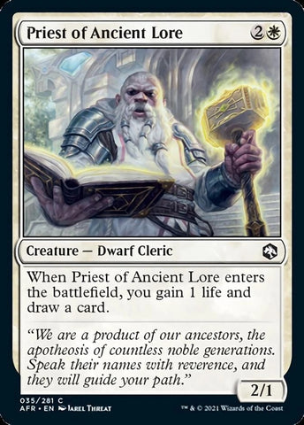 "Priest Of Ancient Lore" FOIL - Magic The Gathering Card - AFR 2021