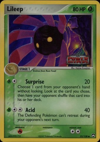 "Lileep" 92/108 Power Keepers - Pokémon Card - Reverse Holo Foil