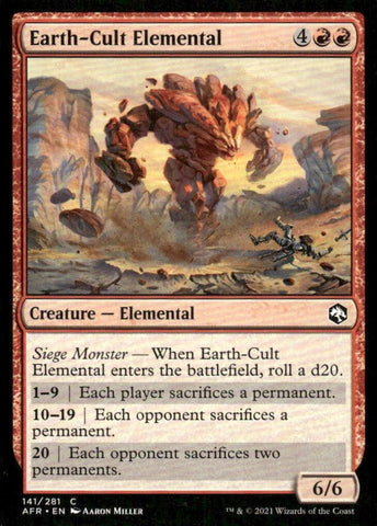 "Earth-Cult Elemental" x4 - Magic The Gathering Card - AFR - 4-Card Playset