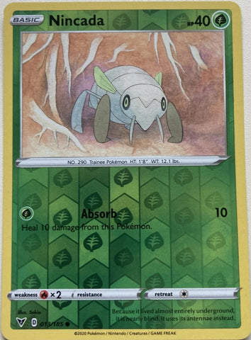 Nincada 013/185 - Pokémon Card - Vivid Voltage - Reverse Holo