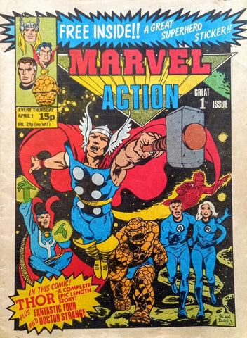 Marvel Action #1 - Marvel / British - 1981 - Free Fantastic Four Sticker included