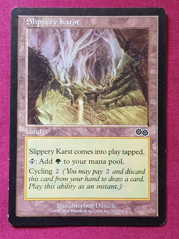 "Slippery Karst" x4 - Magic The Gathering Card - Urza's Saga - 4-Card Playset