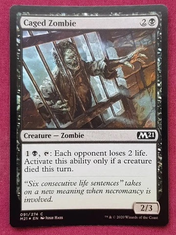 "Caged Zombie" - Magic The Gathering Card - M21