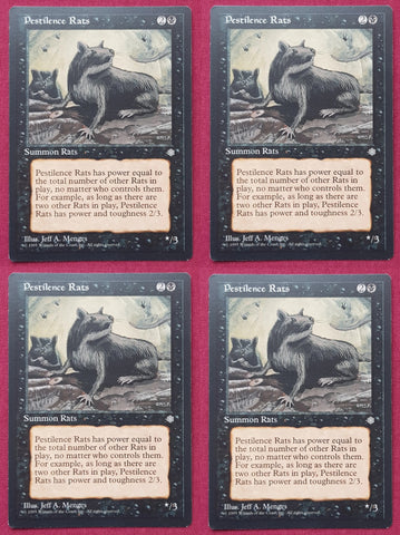 "Pestilence Rats" x4 - Magic The Gathering Card - Ice Age - 4-Card Playset