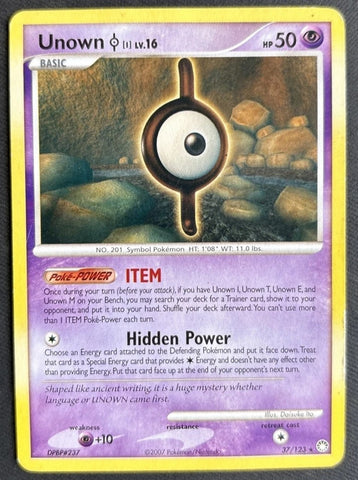 Unown 37/123 - Pokémon Card - Mysterious Treasures - NON-Holo