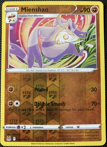 "Mienshao" 104/196 Lost Origin - Pokémon Card - Reverse Holo