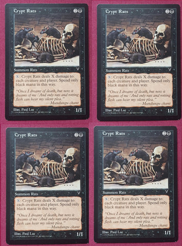 "Crypt Rats" x4 - Magic The Gathering Card - Visions - 4-Card Playset