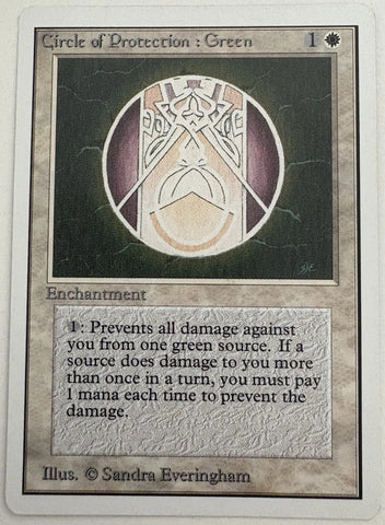 "Circle Of Protection : Green" - Magic The Gathering Card - Unlimited