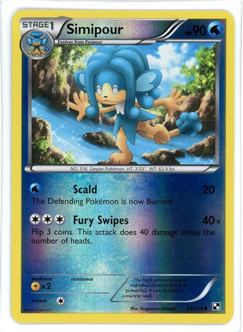 "Simipour" 34/114 Black & White - Pokémon Card - Reverse Holo