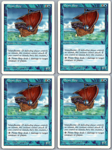 "Pirate Ship" x4 - Magic The Gathering Card - Revised - 4-Card Playset