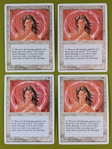 "Circle Of Protection: Red" x4 - Magic The Gathering - 4th Ed. - 4-Card Playset
