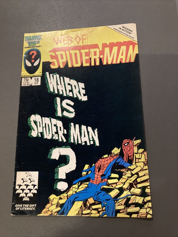 Web Of Spider-Man #18 - Marvel Comics - 1986 - 1st Eddie Brock As Venom